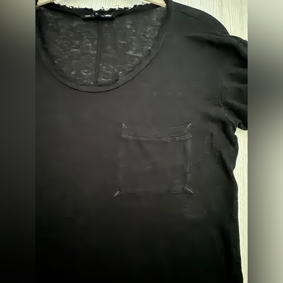 Rag and Bone Raw Edges Pocket Tee 100% Linen T-shirt Size S/M - Picture 7 of 10